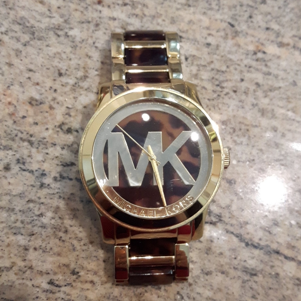 Michael Kors tortoise shell gold watch
